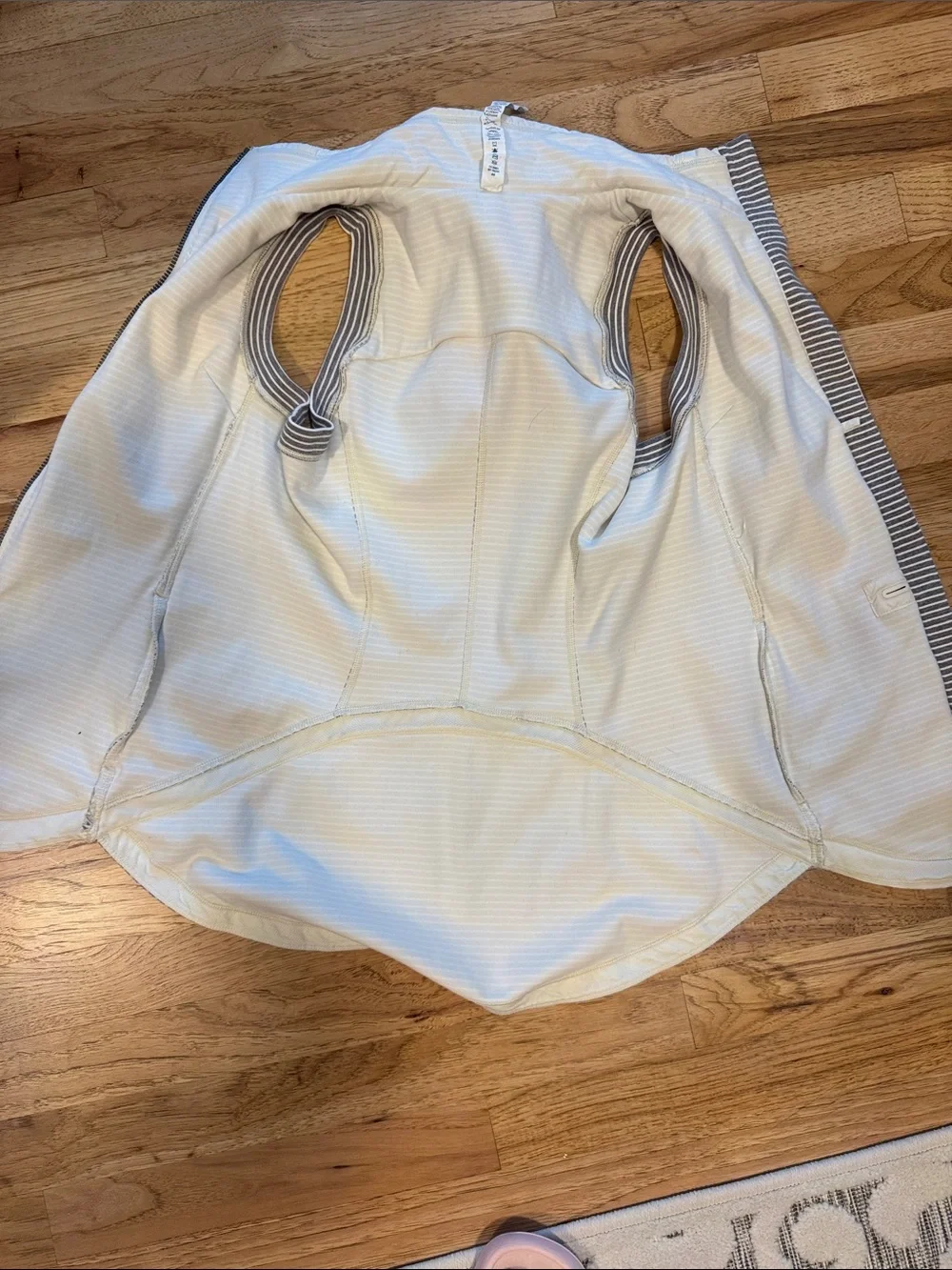 lululemon athletica White Sleeveless Zip Vest with Gray Stripe Panels